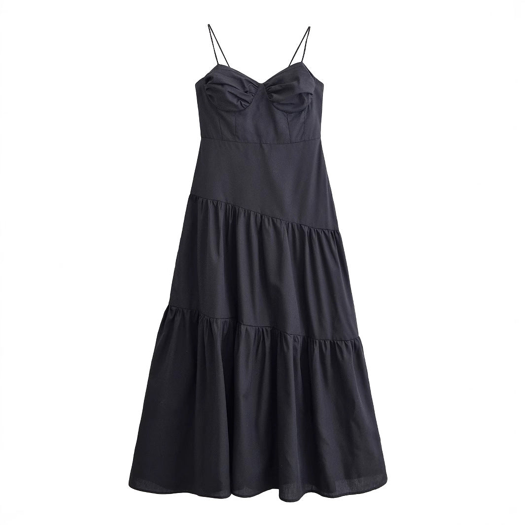 Women's Backless Corset Slim Fit Maxi Dress | Black