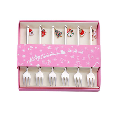 Elegant stainless steel coffee spoon and dessert fork set, perfect as a Christmas gift. Durable, stylish, and ideal for daily use or festive table settings.