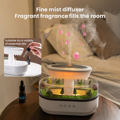 Raindrop-style aroma humidifier with soothing LED lights and white noise. Gently diffuses essential oils to create a calm, relaxing home environment.e.