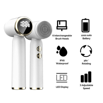 Zarusky™ 6-in-1 Hydro-Glow Facial Device – Ultrasonic Hot & Cold Pore Cleanser with LED Display