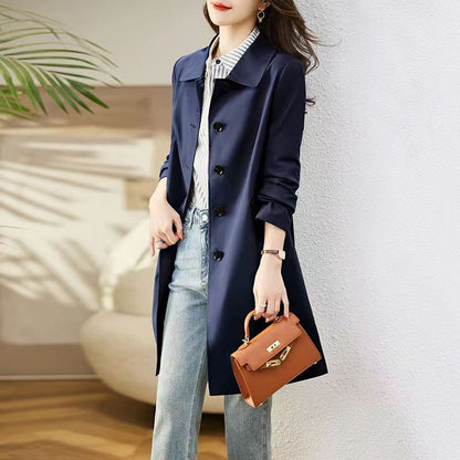 Women’s Stylish Mid-Length Trench Coat – Elegant Loose Fit | Fashion-Forward Versatile Outerwear
