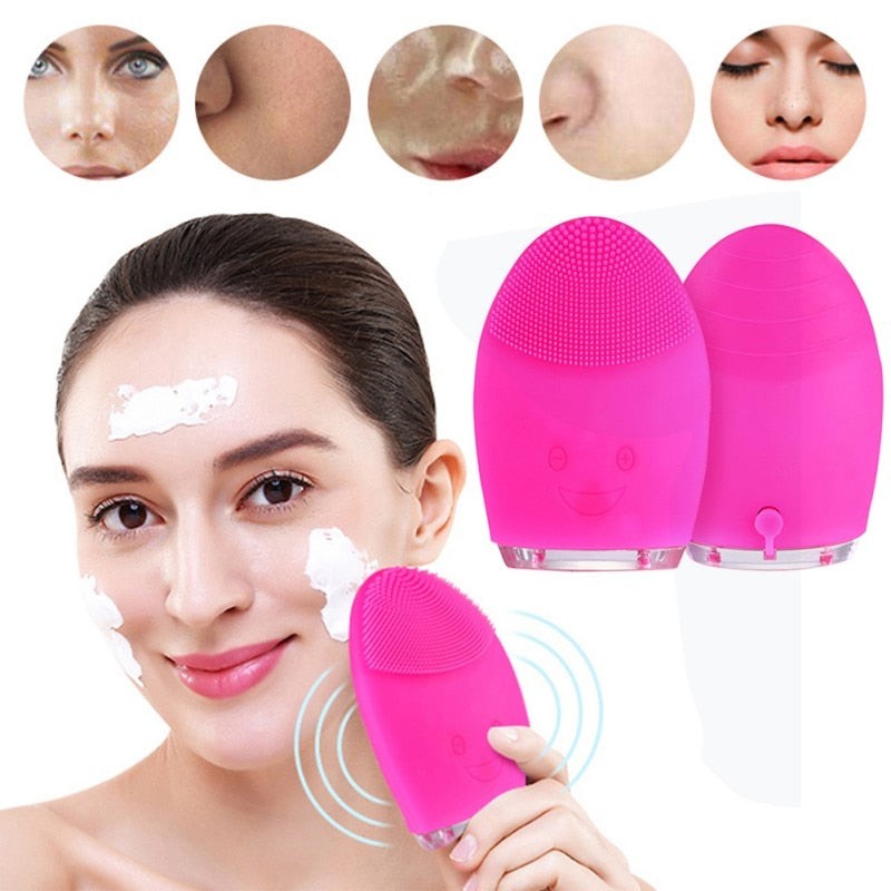 Mini Electric Facial Cleansing Brush – Waterproof Silicone Face Cleaning & Massage Tool for Deep Pore Cleansing
