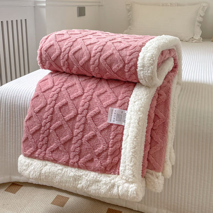 Double-layer polar fleece blanket with ultra-soft texture. Thick, warm, and cozy—perfect for autumn/winter use on sofas, beds, and office naps.