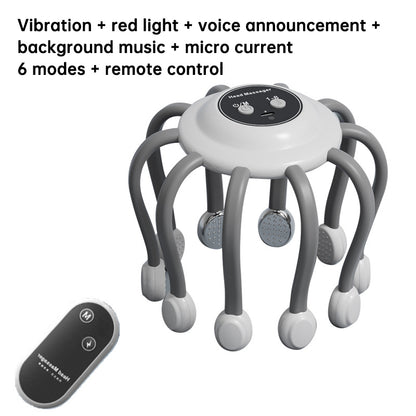 Electric octopus head massager with gentle vibration to relax the scalp, reduce stress, and support deeper sleep. Lightweight, soothing, and easy to use.