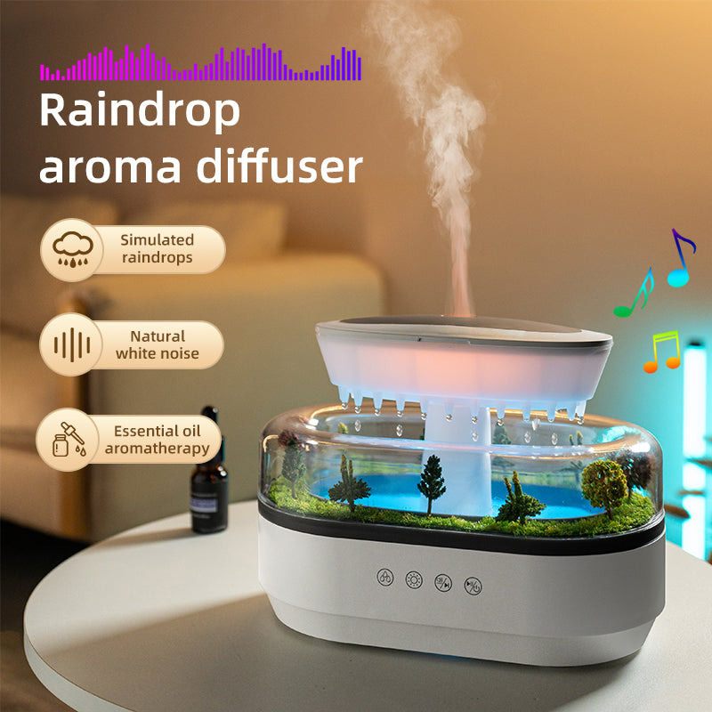 Zarusky™ Rain Cloud 3-in-1 Ambient Humidifier – Raindrop Aroma Diffuser & White Noise Sleep Aid