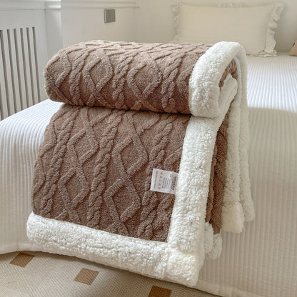 Double-layer polar fleece blanket with ultra-soft texture. Thick, warm, and cozy—perfect for autumn/winter use on sofas, beds, and office naps.