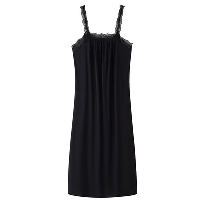 Women's Lace Trim Camisole Midi Dress | Black