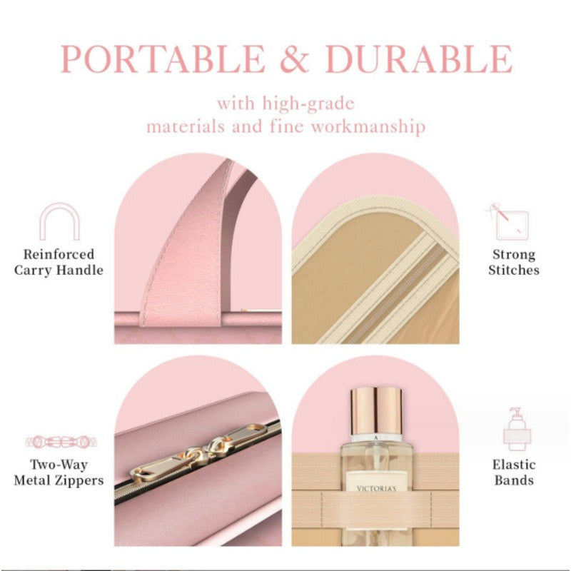 Zarusky Travel Toiletry Bag with Hook - Portable Hanging Makeup Organizer