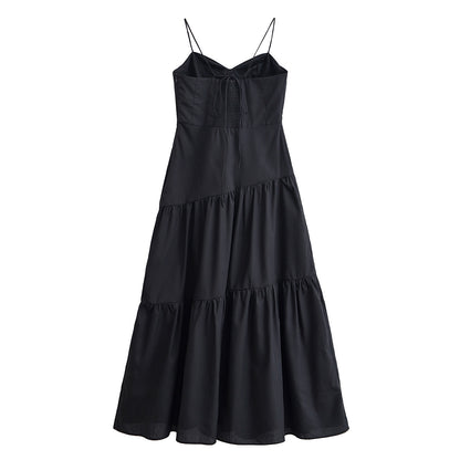 Women's Backless Corset Slim Fit Maxi Dress | Black