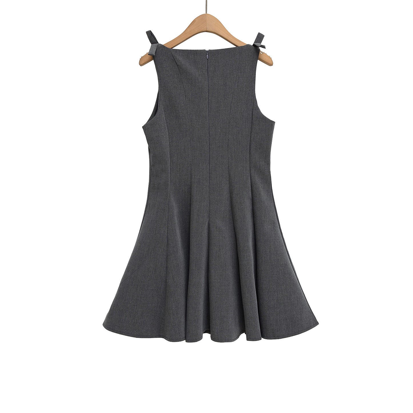 Women's Bow Shoulder A-Line Mini Dress | Dark Grey
