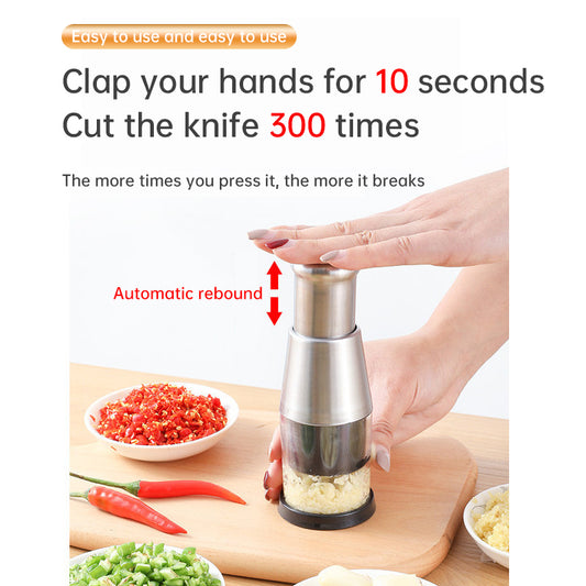 Durable all-steel manual garlic crusher and patting knife for fast chopping and crushing. A compact, multifunctional kitchen tool for everyday cooking.