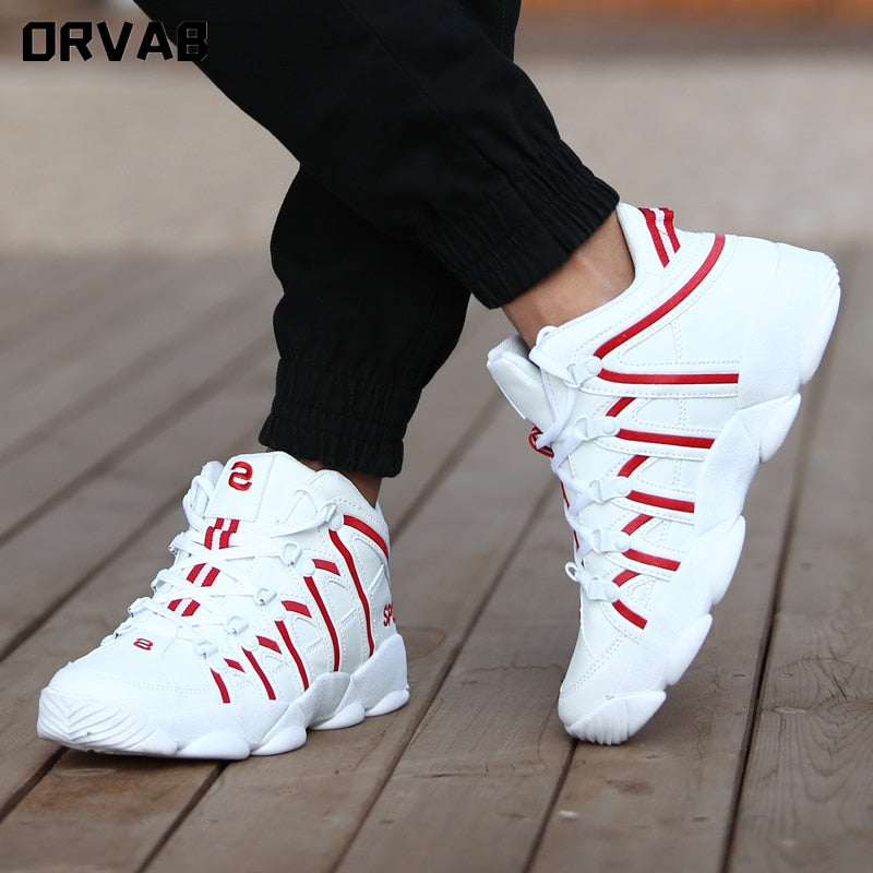 Fashion Men's Luxury Sports Shoes - Split Leather High Top Basketball Casual Sneakers