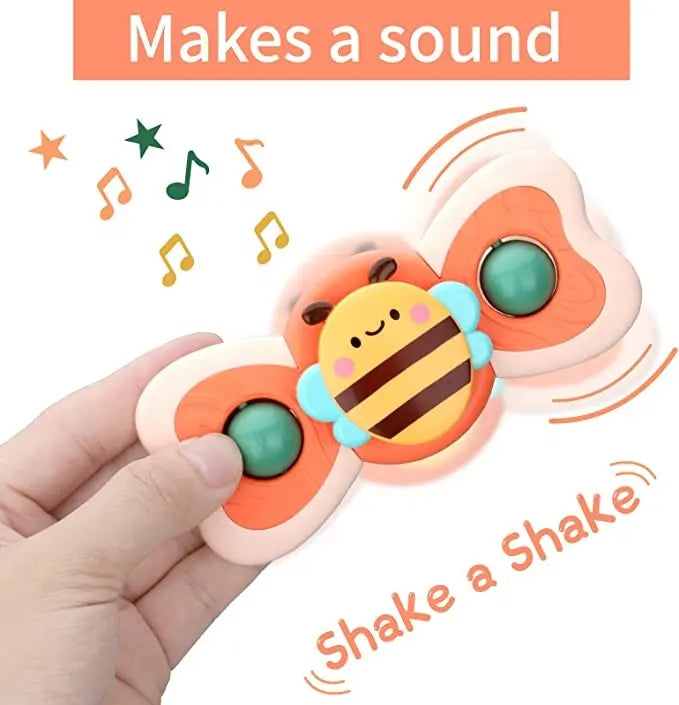 3PCS Cartoon Baby Bath Toy Set | Bee Butterfly Snail Rotating Fidget Spinner Toys with Suction Cup | Cute Insect Bath Toys for Kids, Gifts & Wholesale