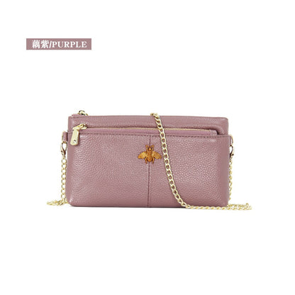 Zarusky Genuine Leather Messenger Bag - Retro Chain Crossbody Handbag