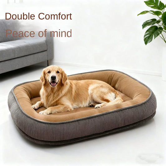 Warm semi-enclosed dog house bed with removable, washable cushion. All-season comfort for dogs and cats—cozy, secure, and easy to maintain.