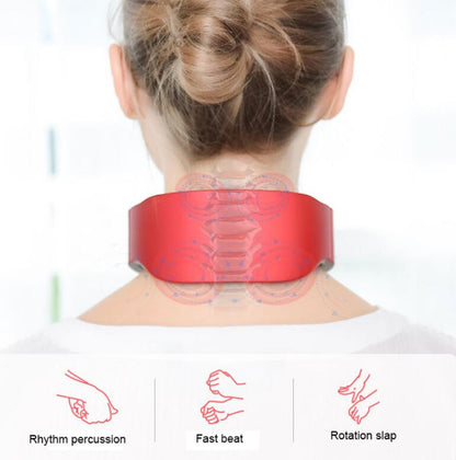 USB Rechargeable 4-Head Cervical Spondylosis Massager – Intelligent Pulse Kneading & Heating Neck Protector for Whole Body Meridian Massage