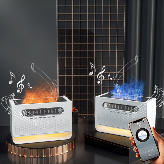 Haut-parleur Bluetooth multifonction avec bruit blanc, sons naturels, veilleuse douce et humidificateur. Idéal pour le sommeil, la détente et l’ambiance de la maison.