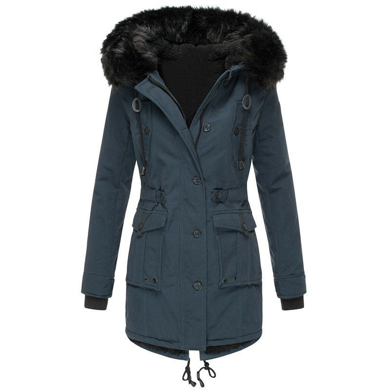 Zarusky™ Luxe Winter Fleece-Lined Cotton Parka for Women – Oversized Hooded Coat with Plush Fur Collar | Premium Warm Designer Outerwear