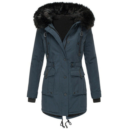 Zarusky™ Luxe Winter Fleece-Lined Cotton Parka for Women – Oversized Hooded Coat with Plush Fur Collar | Premium Warm Designer Outerwear