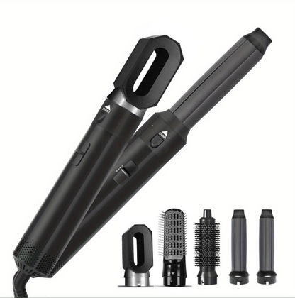 All-in-one 5-in-1 hair styler with hot air brush and blow dryer. Dry, curl, straighten, and volumize effortlessly for salon-style results at home.