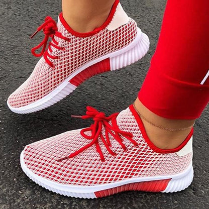 Women's Colorful Sneakers - Comfortable Lace-Up Vulcanized Walking Shoes | Casual Flat Fashion Sneakers
