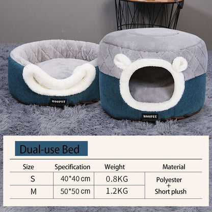 Soft Plush Pet Bed - Warm Winter Sleeping Nest for Cats & Small Dogs | Cozy Kennel Cushion