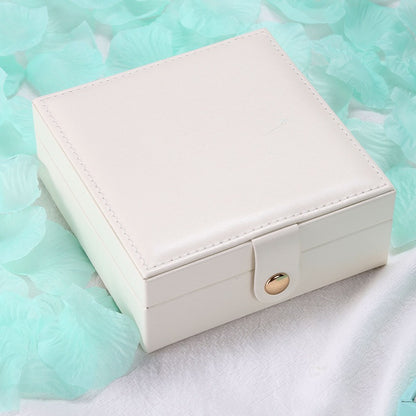 Single-Layer PU Jewelry Storage Box – Simple & Portable Earrings and Ring Organizer