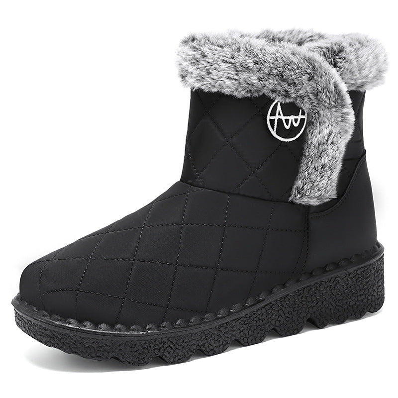 Women’s Velvet-Lined Snow Boots – High-Top Long Winter Boots with Soft Sole, Thick Cotton Lining & Polyurethane Upper
