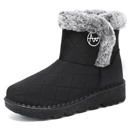 Women’s Velvet-Lined Snow Boots – High-Top Long Winter Boots with Soft Sole, Thick Cotton Lining & Polyurethane Upper