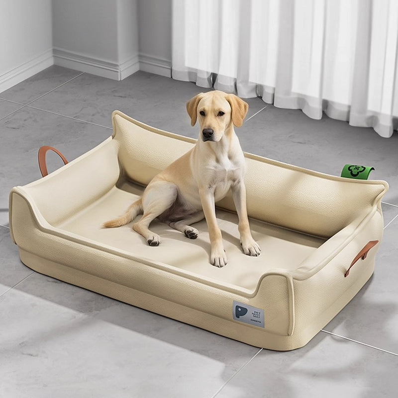 Durable all-weather dog house built for medium and large dogs. Chew-resistant, portable, and washable—ideal for indoor and outdoor comfort year-round.