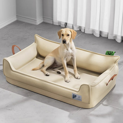 Durable all-weather dog house built for medium and large dogs. Chew-resistant, portable, and washable—ideal for indoor and outdoor comfort year-round.