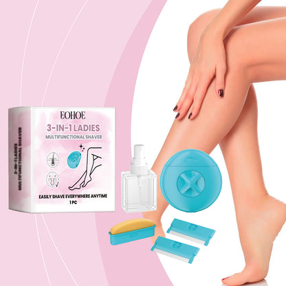 3-in-1 Women’s Razor Travel kit – Moisturizing Shaver with Shea Butter, Spray & Gentle Blade
