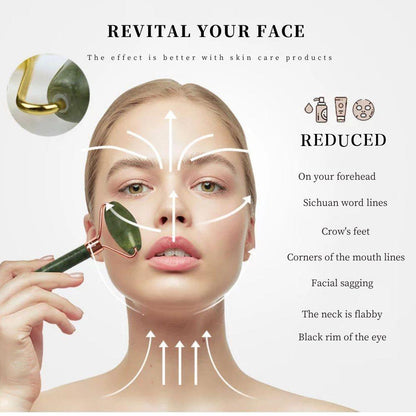 Natural Jade Roller & Gua Sha Scraping Set – Anti-Aging Face Massage & Skin Tightening Tool