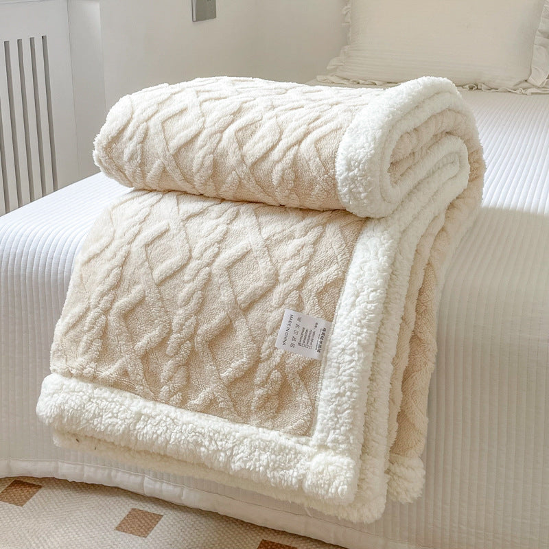 Double-layer polar fleece blanket with ultra-soft texture. Thick, warm, and cozy—perfect for autumn/winter use on sofas, beds, and office naps.