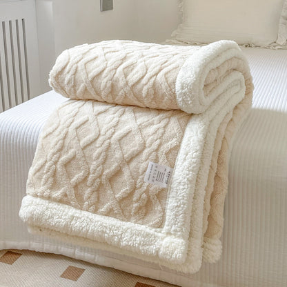 Double-layer polar fleece blanket with ultra-soft texture. Thick, warm, and cozy—perfect for autumn/winter use on sofas, beds, and office naps.
