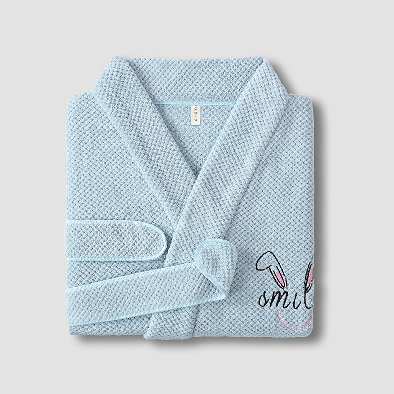 Ultra-soft coral fleece waffle bathrobe for men and women. More absorbent and softer than cotton—perfect for hotel luxury comfort at home.