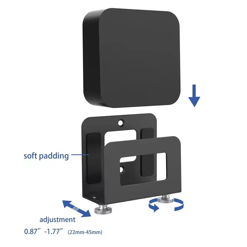 Universal adjustable wall mount for Apple TV, routers, modems, and TV boxes. Space-saving, sturdy, and easy to install—perfect for clean home setups.
