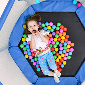 55” Toddler Trampoline with Safety Enclosure Net & Balls | Indoor & Outdoor Mini Trampoline for Kids | Safe, Sturdy Active Play for Toddlers
