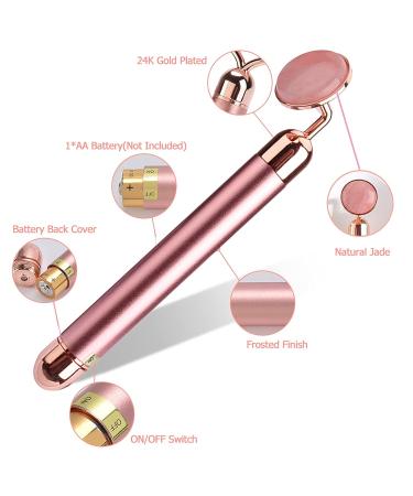 Zarusky Electric Rose Quartz Roller - Natural Jade Face Massager for Lifting & Slimming