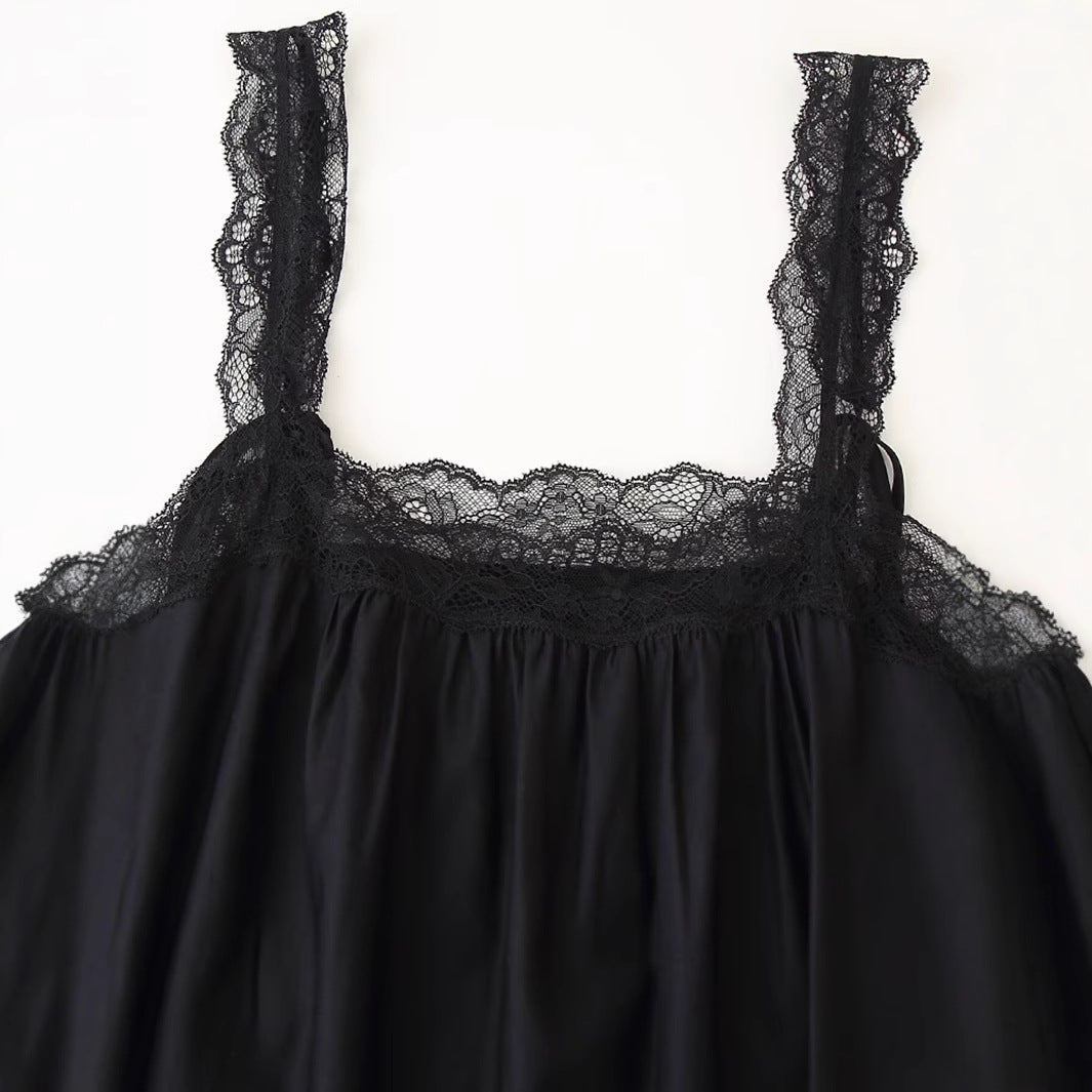 Women's Lace Trim Camisole Midi Dress | Black
