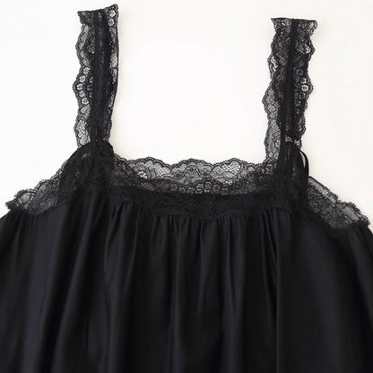 Women's Lace Trim Camisole Midi Dress | Black