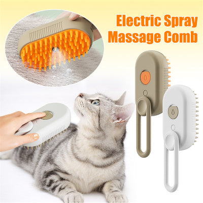 Electric Cat Steam Brush 3-in-1 – Self-Cleaning Pet Grooming & Hair Removal Comb