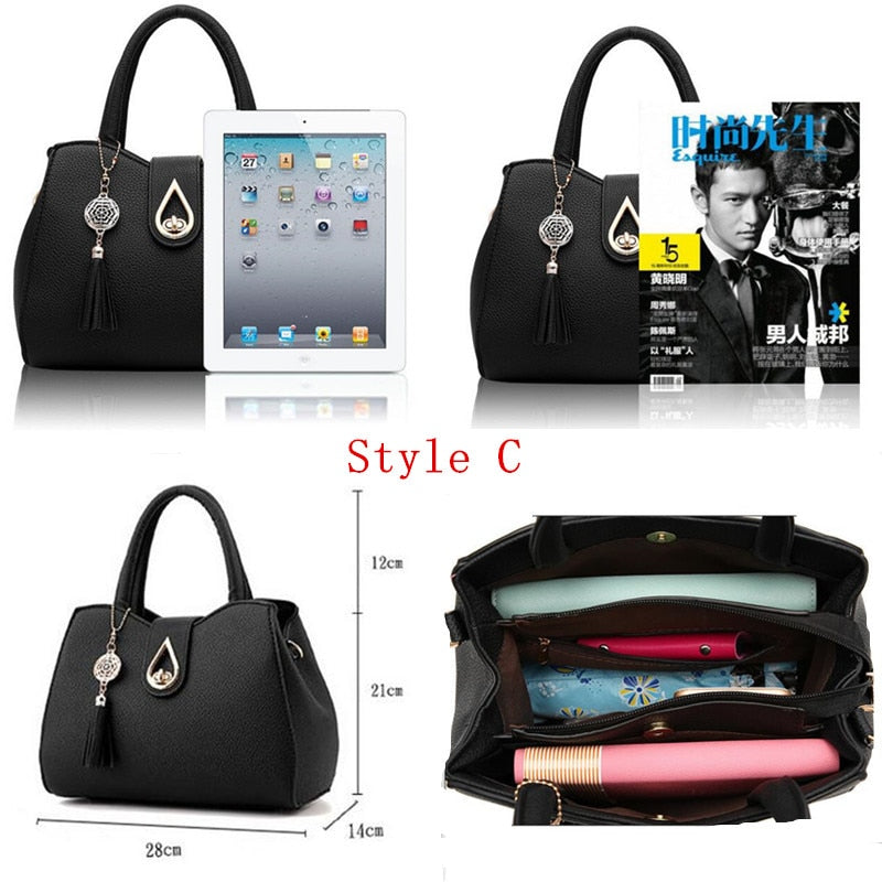 Zarusky Embroidered Leather Tote Bag - Top-Handle Crossbody Handbag