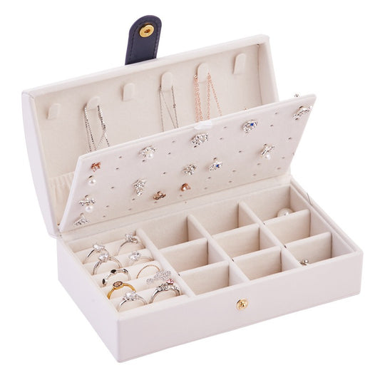 Portable PU Leather Jewelry Storage Box – Earrings, Necklace & Ring Organizer