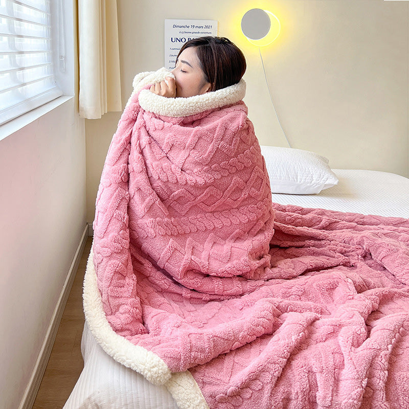 Double-layer polar fleece blanket with ultra-soft texture. Thick, warm, and cozy—perfect for autumn/winter use on sofas, beds, and office naps.