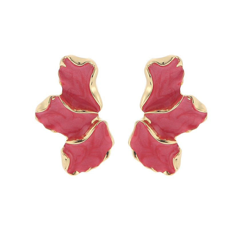 Maple Leaf Flower Earrings for Women – Light Luxury Colorful Petal Enamel (Oil Dropping) Earrings, Elegant & Fashionable Jewelry