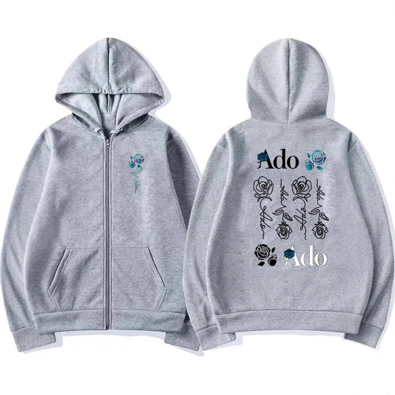 Vintage Gold Printed Zip-Up Hoodie – Classic Hooded Sweatshirt | Premium Casual Streetwear