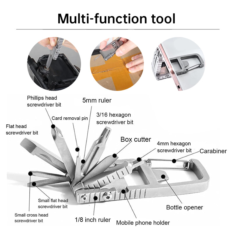 12-in-1 Portable Multitool Screwdriver Set, Folding EDC Pocket Tool with Bottle Opener for Camping, Hiking & Outdoor Repair