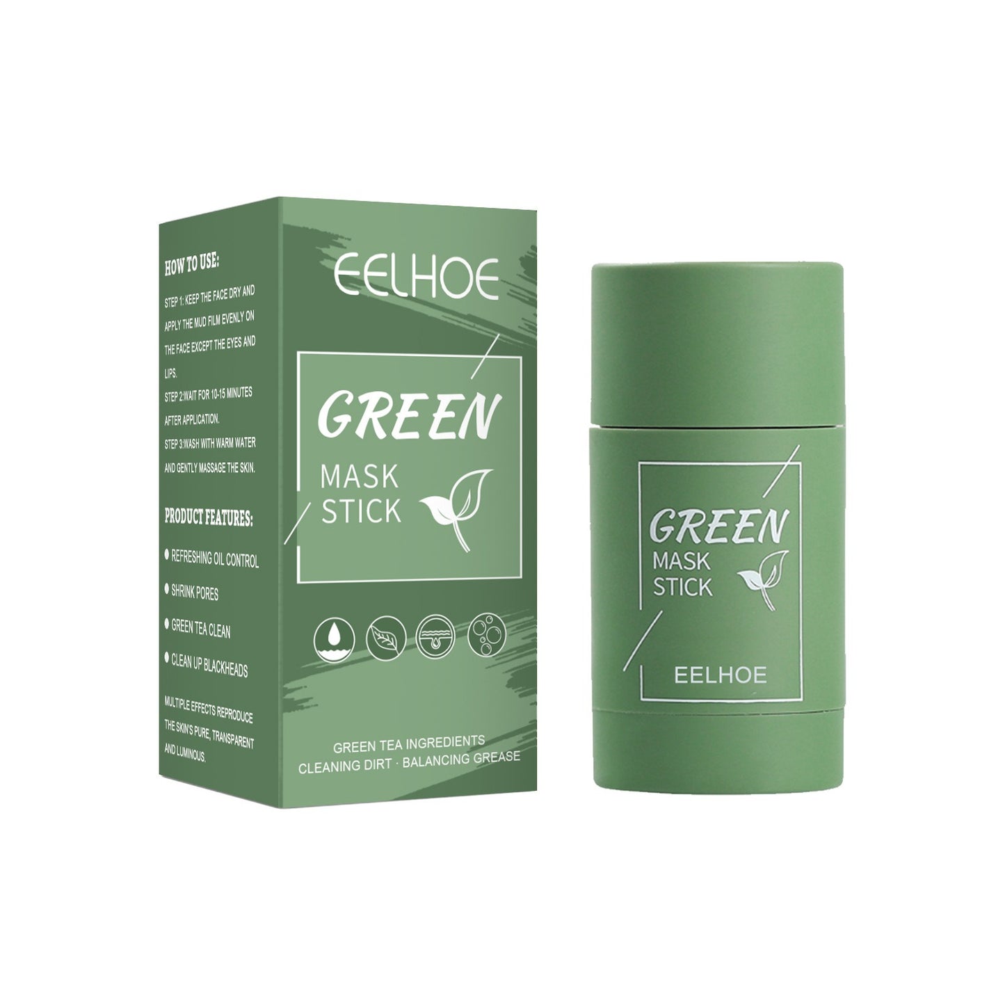 Zarusky™ Green Tea Pore-Eraser Stick – Mess-Free Detox Clay Mask for Deep Cleansing