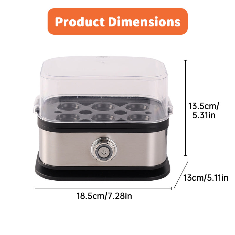 200W Power Eggs Boiler Space Saving Auto Shut-Off Smart Egg Cooker 6 Eggs Capacity Stainless Steel Rapid Egg Cooker